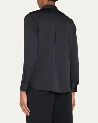 Vince Slim-Fit Long-Sleeve Stretch-Silk Blouse | Thumbnail 3 Vince Slim-Fit Long-Sleeve Stretch-Silk Blouse | Thumbnail 3