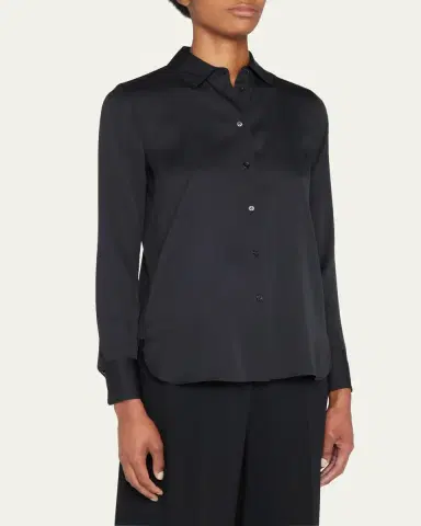 Vince Slim-Fit Long-Sleeve Stretch-Silk Blouse | Thumbnail 4 Vince Slim-Fit Long-Sleeve Stretch-Silk Blouse | Thumbnail 4