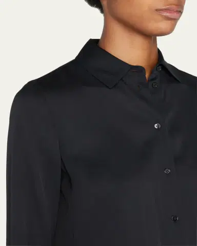 Vince Slim-Fit Long-Sleeve Stretch-Silk Blouse | Thumbnail 5 Vince Slim-Fit Long-Sleeve Stretch-Silk Blouse | Thumbnail 5