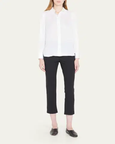 Vince Slim-Fit Long-Sleeve Stretch-Silk Blouse | Thumbnail 2 Vince Slim-Fit Long-Sleeve Stretch-Silk Blouse | Thumbnail 2