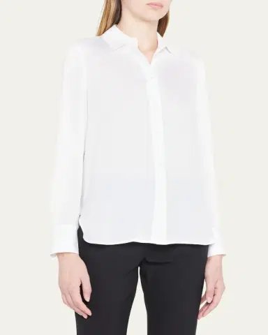 Vince Slim-Fit Long-Sleeve Stretch-Silk Blouse | Thumbnail 4 Vince Slim-Fit Long-Sleeve Stretch-Silk Blouse | Thumbnail 4