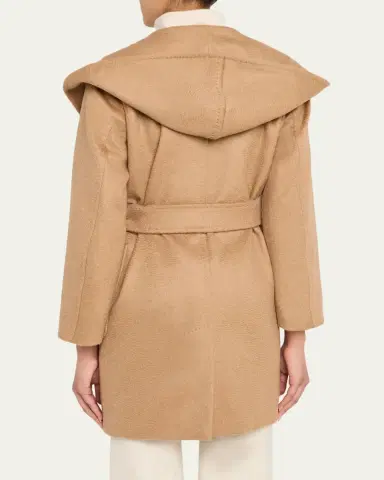 Max Mara Rialto Camel Hair Belted Short Hooded Coat | Thumbnail 3 Max Mara Rialto Camel Hair Belted Short Hooded Coat | Thumbnail 3