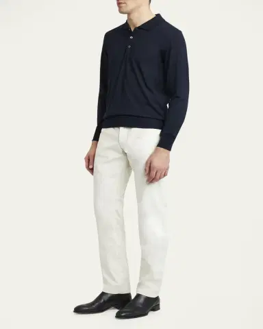 Brioni Men's Wool/Cashmere-Blend Long-Sleeve Polo Sweater | Thumbnail 3 Brioni Men's Wool/Cashmere-Blend Long-Sleeve Polo Sweater | Thumbnail 3