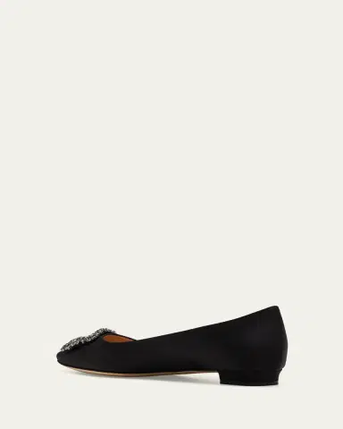Manolo Blahnik Hangisi Crystal-Buckle Satin Flat | Thumbnail 4 Manolo Blahnik Hangisi Crystal-Buckle Satin Flat | Thumbnail 4