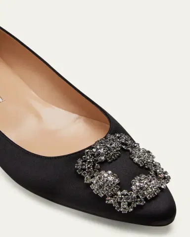 Manolo Blahnik Hangisi Crystal-Buckle Satin Flat | Thumbnail 5 Manolo Blahnik Hangisi Crystal-Buckle Satin Flat | Thumbnail 5