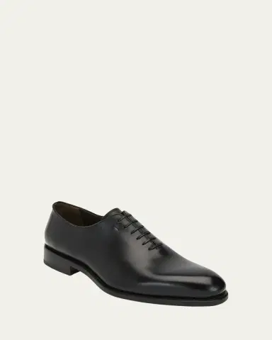 Ferragamo Men's Angiolo Tramezza Whole-Cut Leather Lace-Up Shoes | Thumbnail 2 Ferragamo Men's Angiolo Tramezza Whole-Cut Leather Lace-Up Shoes | Thumbnail 2