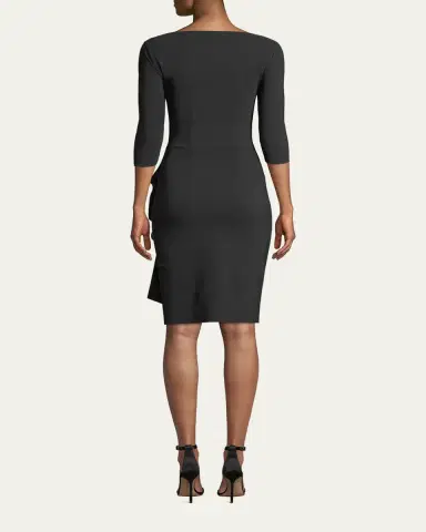 Chiara Boni La Petite Robe Slit-Neck 3/ Sleeve Ruched Cocktail Dress | Thumbnail 3 Chiara Boni La Petite Robe Slit-Neck 3/ Sleeve Ruched Cocktail Dress | Thumbnail 3