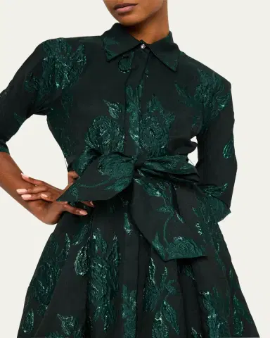 Rickie Freeman for Teri Jon Metallic Jacquard Belted Shirtdress | Thumbnail 5 Rickie Freeman for Teri Jon Metallic Jacquard Belted Shirtdress | Thumbnail 5