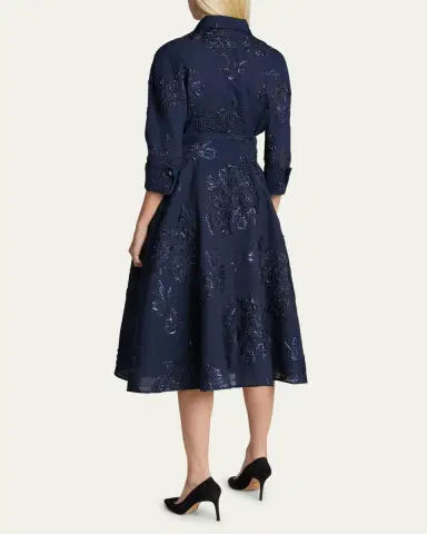 Rickie Freeman for Teri Jon Metallic Jacquard Belted Shirtdress | Thumbnail 7 Rickie Freeman for Teri Jon Metallic Jacquard Belted Shirtdress | Thumbnail 7