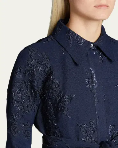 Rickie Freeman for Teri Jon Metallic Jacquard Belted Shirtdress | Thumbnail 9 Rickie Freeman for Teri Jon Metallic Jacquard Belted Shirtdress | Thumbnail 9
