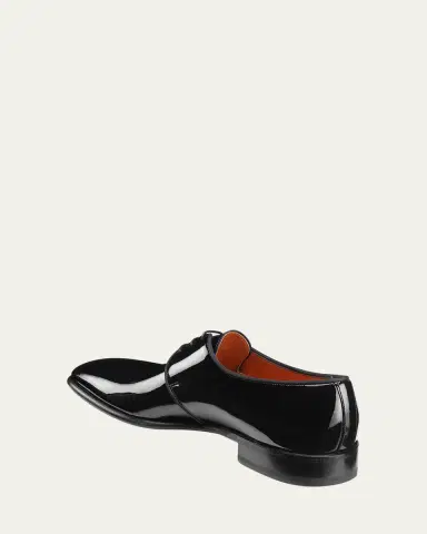 Santoni Men's Patent Leather Grosgrain-Trim Derby Shoes | Thumbnail 3 Santoni Men's Patent Leather Grosgrain-Trim Derby Shoes | Thumbnail 3