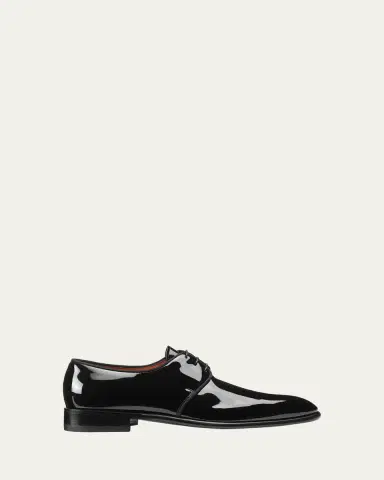 Santoni Men's Patent Leather Grosgrain-Trim Derby Shoes | Thumbnail 5 Santoni Men's Patent Leather Grosgrain-Trim Derby Shoes | Thumbnail 5