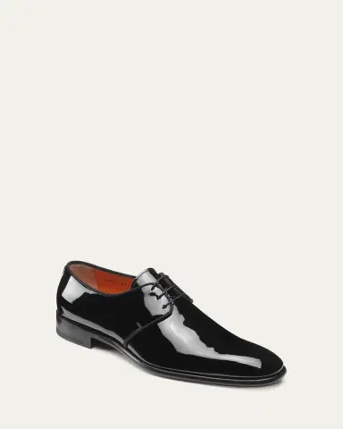 Santoni Men's Patent Leather Grosgrain-Trim Derby Shoes | Thumbnail 6 Santoni Men's Patent Leather Grosgrain-Trim Derby Shoes | Thumbnail 6