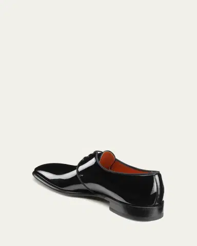 Santoni Men's Patent Leather Grosgrain-Trim Derby Shoes | Thumbnail 7 Santoni Men's Patent Leather Grosgrain-Trim Derby Shoes | Thumbnail 7