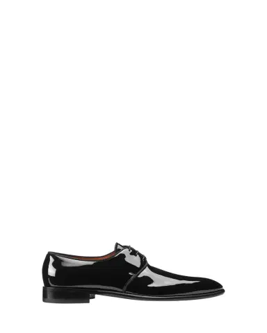 Santoni Men's Patent Leather Grosgrain-Trim Derby Shoes | Thumbnail 1 Santoni Men's Patent Leather Grosgrain-Trim Derby Shoes | Thumbnail 1