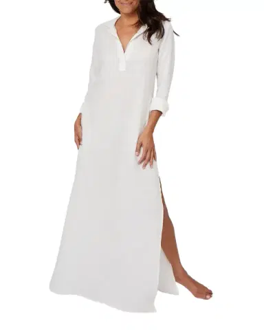 Pour Les Femmes Long Linen Lounge Shirt Dress | Thumbnail 1 Pour Les Femmes Long Linen Lounge Shirt Dress | Thumbnail 1