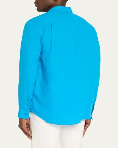 Vilebrequin Men's Caroubis Solid Linen Sport Shirt | Thumbnail 3 Vilebrequin Men's Caroubis Solid Linen Sport Shirt | Thumbnail 3