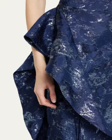Rickie Freeman for Teri Jon Metallic Jacquard One-Shoulder Side-Ruffle Gown | Thumbnail 5 Rickie Freeman for Teri Jon Metallic Jacquard One-Shoulder Side-Ruffle Gown | Thumbnail 5