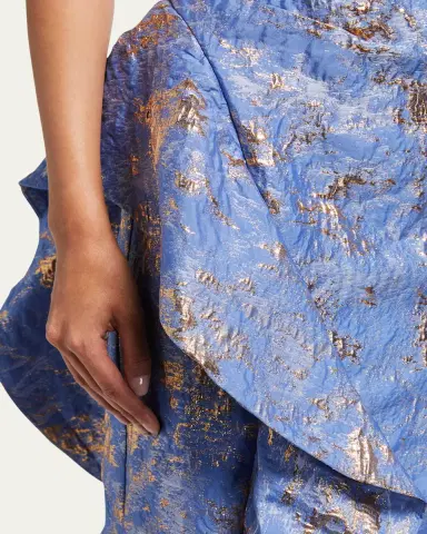 Rickie Freeman for Teri Jon Metallic Jacquard One-Shoulder Side-Ruffle Gown | Thumbnail 9 Rickie Freeman for Teri Jon Metallic Jacquard One-Shoulder Side-Ruffle Gown | Thumbnail 9