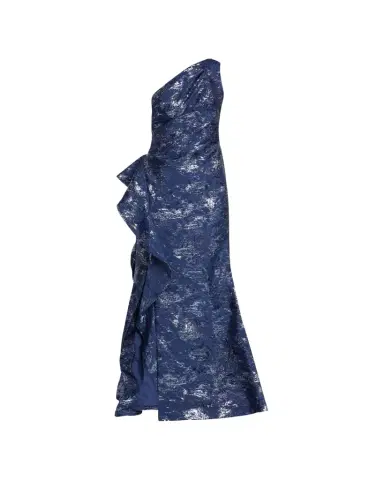 Rickie Freeman for Teri Jon Metallic Jacquard One-Shoulder Side-Ruffle Gown | Thumbnail 1 Rickie Freeman for Teri Jon Metallic Jacquard One-Shoulder Side-Ruffle Gown | Thumbnail 1