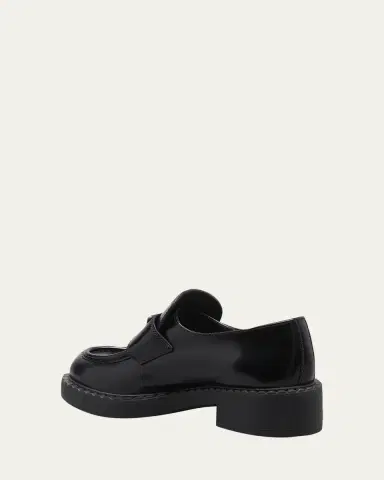 Prada Leather Triangle Logo Loafers | Thumbnail 4 Prada Leather Triangle Logo Loafers | Thumbnail 4