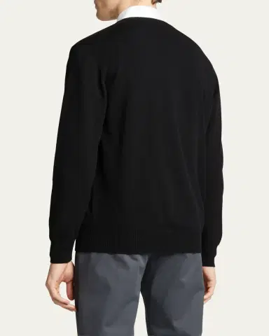 Bergdorf Goodman Men's Classic 12GG Cashmere V-Neck Sweater | Thumbnail 3 Bergdorf Goodman Men's Classic 12GG Cashmere V-Neck Sweater | Thumbnail 3
