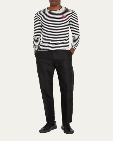 Comme des Garçons Men's Striped T-Shirt with Small Heart | Thumbnail 2 Comme des Garçons Men's Striped T-Shirt with Small Heart | Thumbnail 2