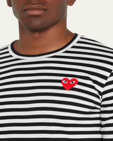 Comme des Garçons Men's Striped T-Shirt with Small Heart | Thumbnail 5 Comme des Garçons Men's Striped T-Shirt with Small Heart | Thumbnail 5