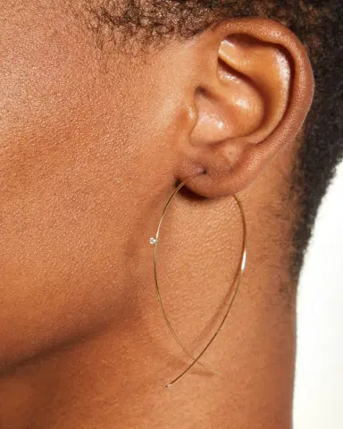 Lana 14K Gold Large Upside Down Hoops with Diamonds | Thumbnail 2 Lana 14K Gold Large Upside Down Hoops with Diamonds | Thumbnail 2