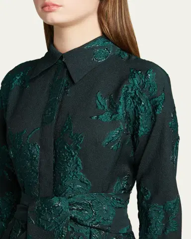 Rickie Freeman for Teri Jon Belted Jacquard Shirtdress Gown | Thumbnail 5 Rickie Freeman for Teri Jon Belted Jacquard Shirtdress Gown | Thumbnail 5
