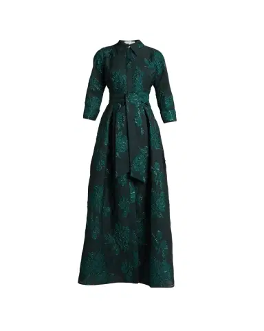 Rickie Freeman for Teri Jon Belted Jacquard Shirtdress Gown | Thumbnail 1 Rickie Freeman for Teri Jon Belted Jacquard Shirtdress Gown | Thumbnail 1