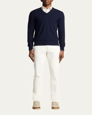 Bergdorf Goodman Men's Classic 12GG Cashmere V-Neck Sweater | Thumbnail 2 Bergdorf Goodman Men's Classic 12GG Cashmere V-Neck Sweater | Thumbnail 2