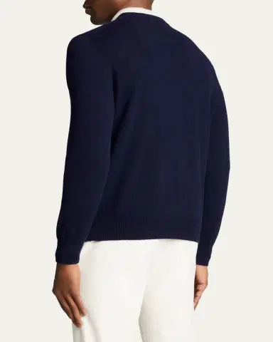 Bergdorf Goodman Men's Classic 12GG Cashmere V-Neck Sweater | Thumbnail 3 Bergdorf Goodman Men's Classic 12GG Cashmere V-Neck Sweater | Thumbnail 3