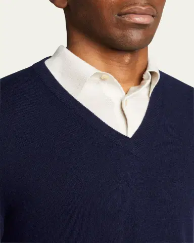 Bergdorf Goodman Men's Classic 12GG Cashmere V-Neck Sweater | Thumbnail 5 Bergdorf Goodman Men's Classic 12GG Cashmere V-Neck Sweater | Thumbnail 5