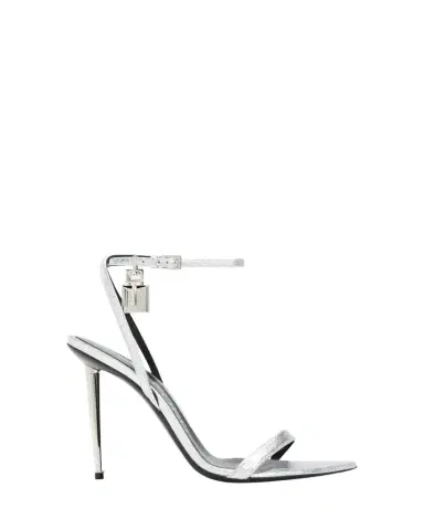 Tom Ford Padlock Metallic Stiletto Sandals | Thumbnail 1 Tom Ford Padlock Metallic Stiletto Sandals | Thumbnail 1