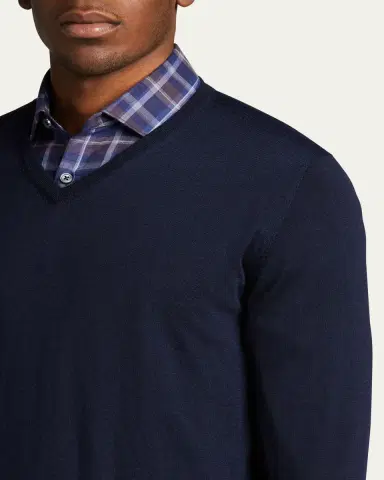 Bergdorf Goodman Men's Solid Cashmere V-Neck Sweater | Thumbnail 5 Bergdorf Goodman Men's Solid Cashmere V-Neck Sweater | Thumbnail 5