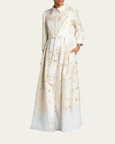 Rickie Freeman for Teri Jon Metallic Brocade Shirtdress Gown | Thumbnail 4 Rickie Freeman for Teri Jon Metallic Brocade Shirtdress Gown | Thumbnail 4
