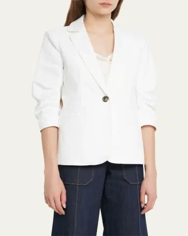Cinq à Sept Khloe 3/4-Sleeve White Denim Blazer | Thumbnail 4 Cinq à Sept Khloe 3/4-Sleeve White Denim Blazer | Thumbnail 4