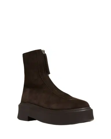 The Row Suede Zip Moto Booties | Thumbnail 1 The Row Suede Zip Moto Booties | Thumbnail 1