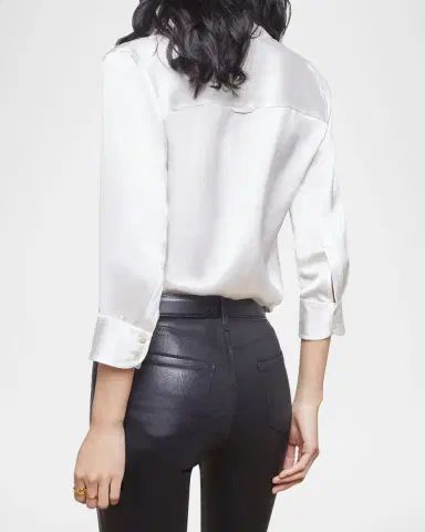 L'AGENCE Dani Silk Satin 3/4-Sleeve Button-Down Blouse | Thumbnail 2 L'AGENCE Dani Silk Satin 3/4-Sleeve Button-Down Blouse | Thumbnail 2