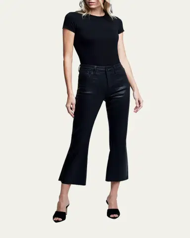 L'Agence Kendra High-Rise Coated Crop Flare Jeans | Thumbnail 2 L'Agence Kendra High-Rise Coated Crop Flare Jeans | Thumbnail 2