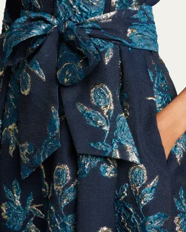 Rickie Freeman for Teri Jon Belted Jacquard Shirtdress Gown | Thumbnail 5 Rickie Freeman for Teri Jon Belted Jacquard Shirtdress Gown | Thumbnail 5