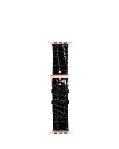 Abas Men's Apple Watch Alligator Watch Strap, Rose Gold Finish | Thumbnail 1 Abas Men's Apple Watch Alligator Watch Strap, Rose Gold Finish | Thumbnail 1