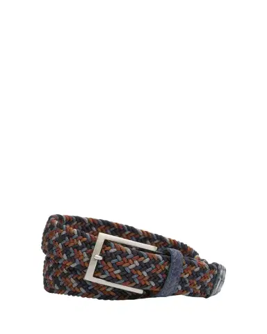 W. Kleinberg Men's Stretch Woven Belt with Alligator Trim | Thumbnail 1 W. Kleinberg Men's Stretch Woven Belt with Alligator Trim | Thumbnail 1