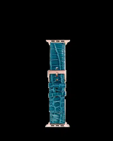 Abas Men's Apple Watch Alligator Watch Strap, Rose Gold Finish | Thumbnail 2 Abas Men's Apple Watch Alligator Watch Strap, Rose Gold Finish | Thumbnail 2