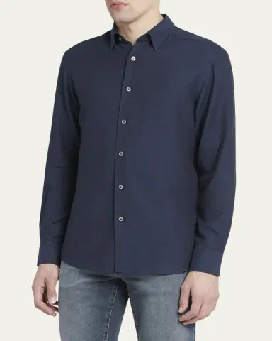 ZEGNA Men's Cashmere-Cotton Cashco Sport Shirt | Thumbnail 4 ZEGNA Men's Cashmere-Cotton Cashco Sport Shirt | Thumbnail 4