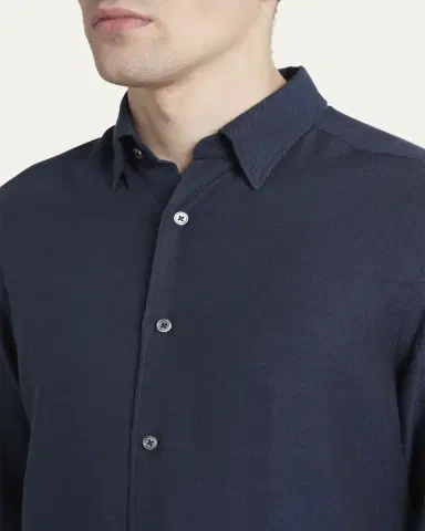 ZEGNA Men's Cashmere-Cotton Cashco Sport Shirt | Thumbnail 5 ZEGNA Men's Cashmere-Cotton Cashco Sport Shirt | Thumbnail 5