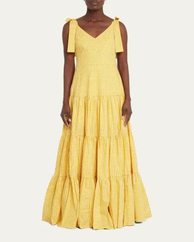 Caroline Constas Arianna Tie-Shoulder Tiered Poplin Maxi Dress | Thumbnail 2 Caroline Constas Arianna Tie-Shoulder Tiered Poplin Maxi Dress | Thumbnail 2