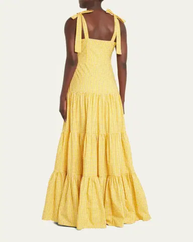 Caroline Constas Arianna Tie-Shoulder Tiered Poplin Maxi Dress | Thumbnail 3 Caroline Constas Arianna Tie-Shoulder Tiered Poplin Maxi Dress | Thumbnail 3