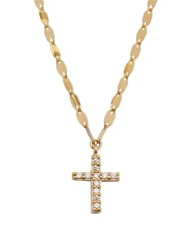 Lana 14K Gold Flawless Mini Cross Pendant Necklace | Thumbnail 1 Lana 14K Gold Flawless Mini Cross Pendant Necklace | Thumbnail 1